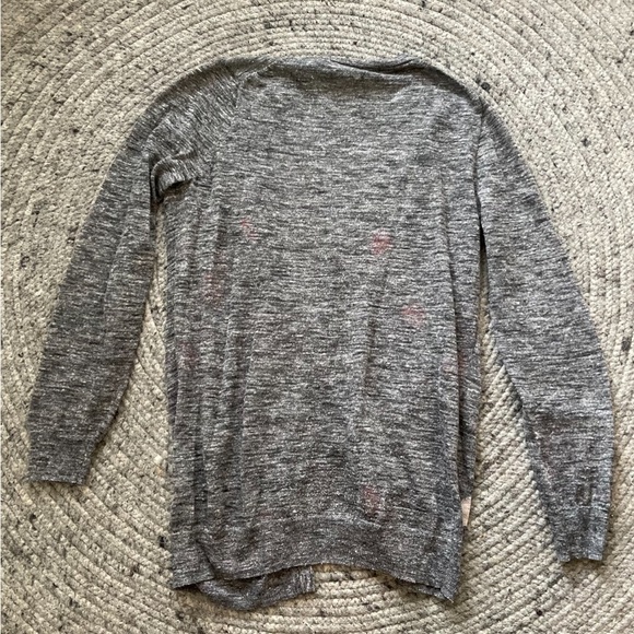 Madewell Grey & Pink Polka Dot Button-Up Metal Button Sweater size Medium in EUC - Picture 4 of 4